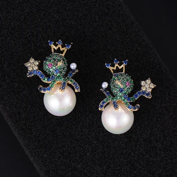 

SISCATHY 17*24mm Trendy korean Simulated Pearl Earrings Luxury Multicolor Cubic Zirconia Stud Earrings For Women Accessories