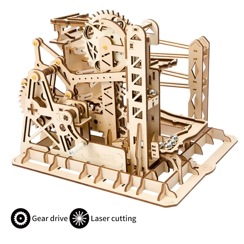 Very best  Robotime 4 Kinds DIY 3D Marble Run Game Wooden Gear Drive Model Building Kits Toy for Children LG50