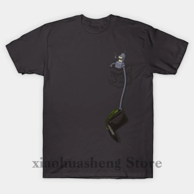 

Funny Printed Men T shirt O-neck tshirts bender pocket Women cotton T-Shirt
