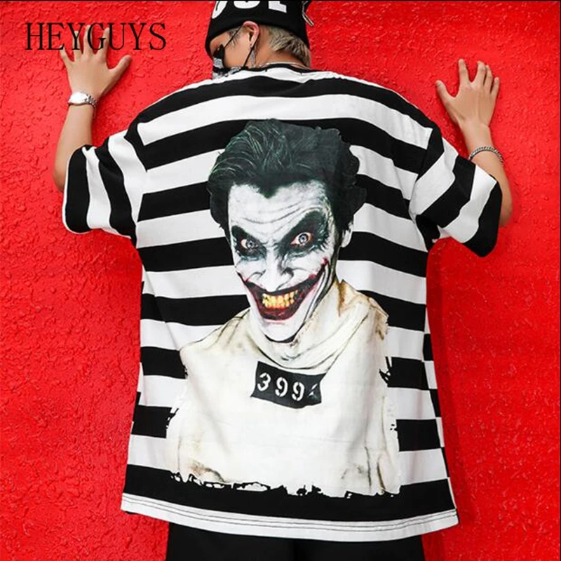 Ceny NAGRI 18ss letnie bawełniane paski T Shirt Clown topy hip hopowe Swag koszulki męskie casualowe w stylu streetwear odzież usa rozmiar S XL