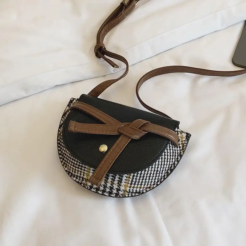 

YoubroerFashionable One Shoulder Crossbody Saddle Bag Houndstooth Saddle Messenger Bags