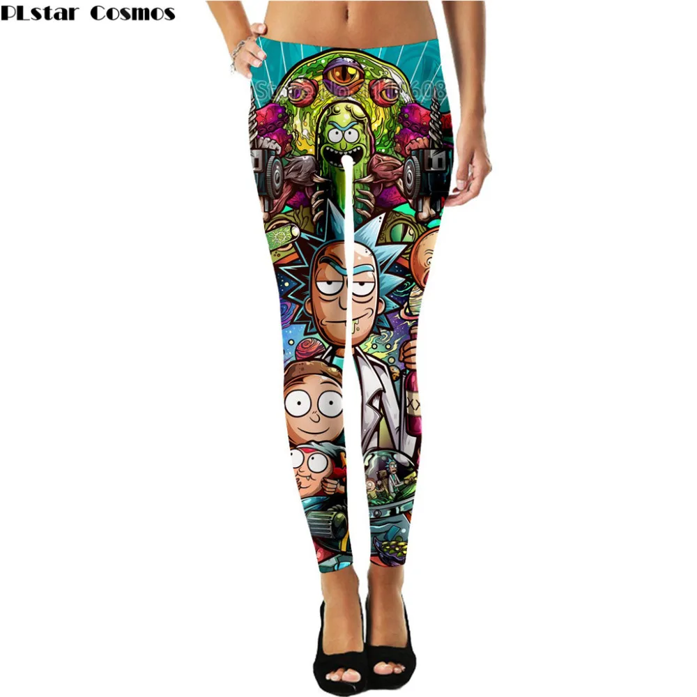 

PLstar Cosmos Rick And Morty Lady Leggings Thin Elasticity women Pants 3D Print Comfortable Thin Leggings Pants Plus size S-5XL