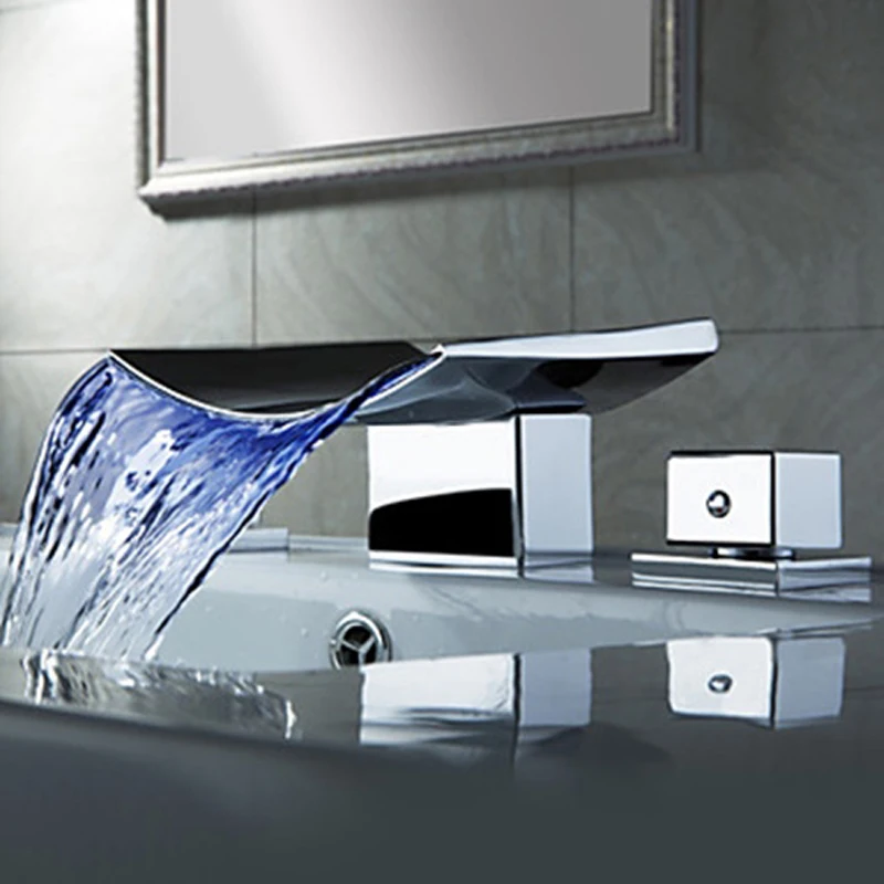 Superfaucet Bathroom Faucet Waterfall,LED Waterfall Faucet,Sink Faucet Waterfall,Water Tap LED Temperature Controlled