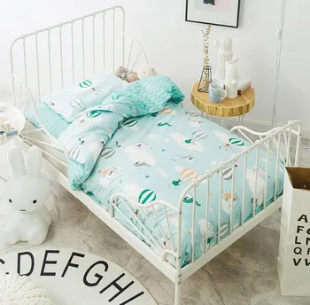 

3Pcs 100% Cotton Crib Bed Linen Kit Cartoon Baby Bedding Set Includes Pillowcase Bed Sheet Duvet Cover Without Filler