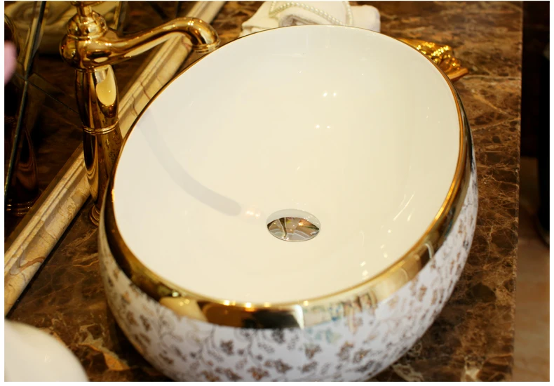 Jingdezhen керамический умывальник для ванной комнаты, художественный Умывальник Золотая Лоза