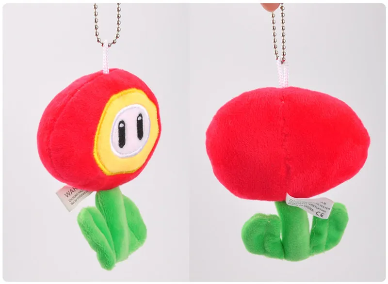 Game Super Mario Bros Plush Toys Cute Cartoon Red Flame Sun Flower Blue Ice Flower Cartoon Key Bag Pendants Dolls 10cm 10pcslot (9)