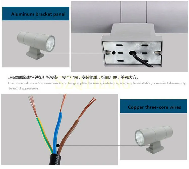 AC85-265V Водонепроницаемый Нержавеющая сталь вверх-вниз 10 Вт/20 Вт/30 Вт/40 Вт/черный/серый светодио дный настенный светильник IP66 двойной