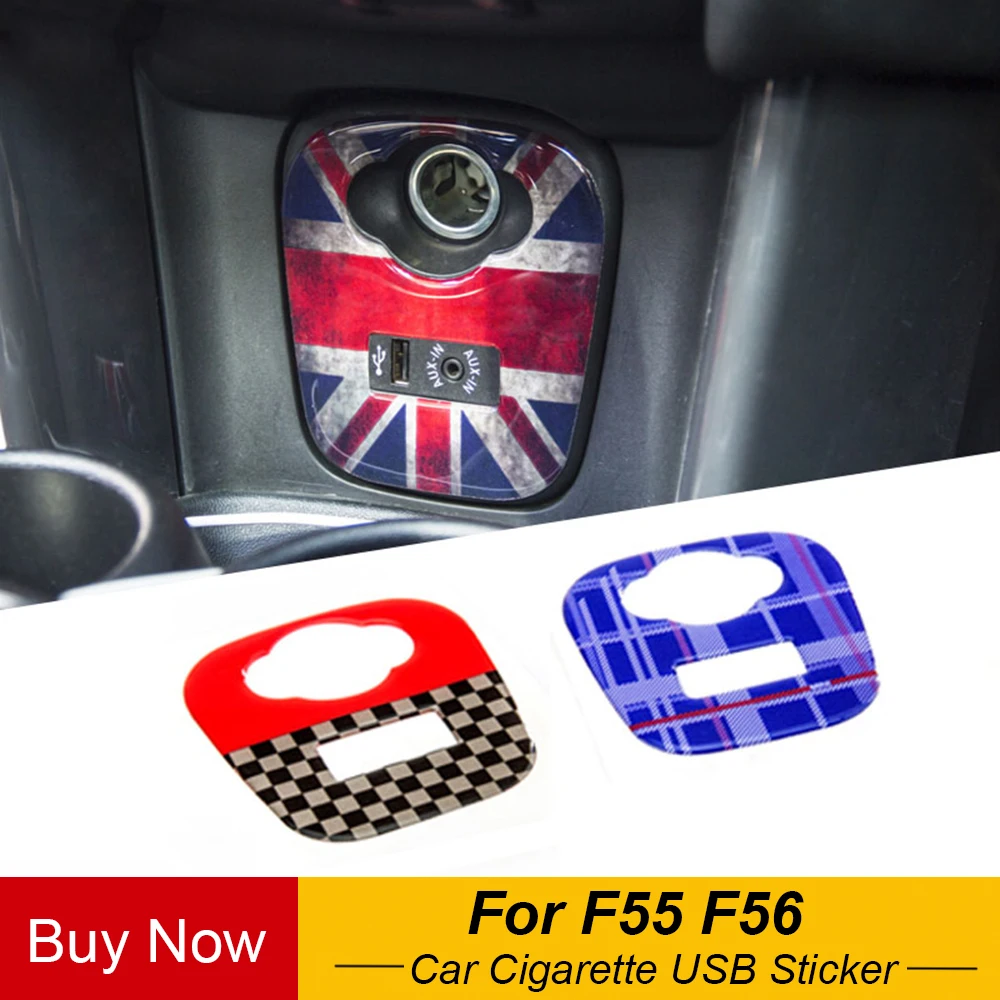 Union Jack Car Cigarette USB AUX Console Panel Decorative Stickers Decals for Mini Cooper JCW F55 F56 Car Styling Accessories photo