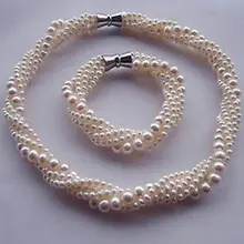 Свадебные украшения oveliness натуральный жемчуг южных морей 5 рядов колье кварцевый женщины