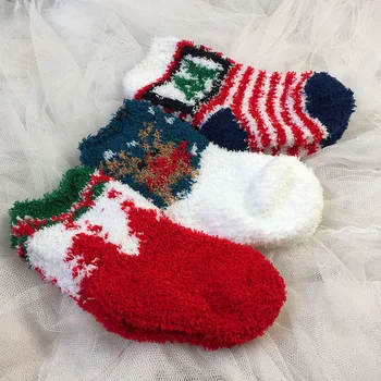

Baby Kids Socks 1~7 Y Baby Christmas socks winter children coral velvet socks