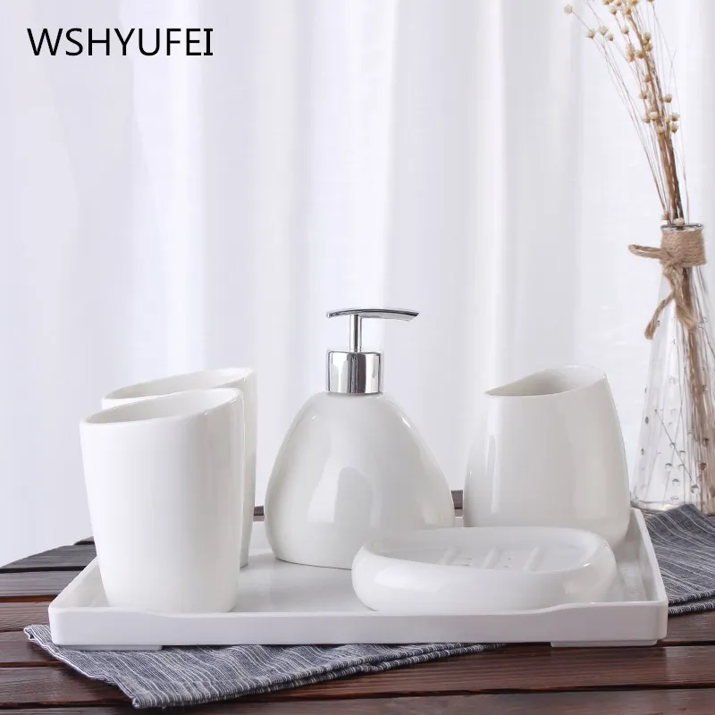 Quality life bathroom accessories five sets of bathroom supplies suite wash mouth cup toothbrush holder ceramic soap dish