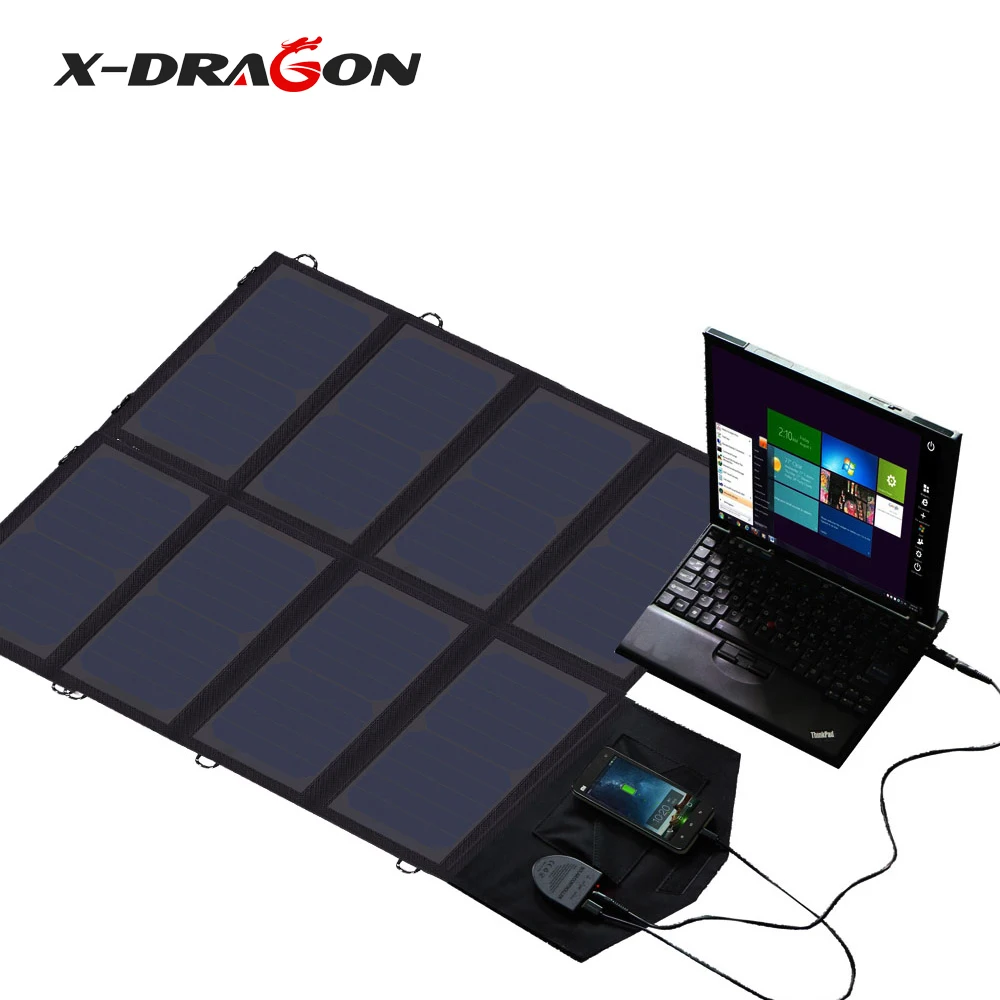 

X-DRAGON Portable Solar Panel Charger 40 18V 12v Foldable Solar Panel Solar Battery Charger for iPhone Laptop Cellphones