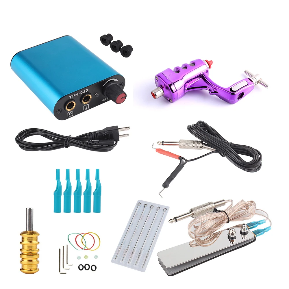 Tattoo Motor Machine Blue Power For Professional Grip Kit Permanent Makeup Hook Line Pedal Sets Accessories | Красота и здоровье