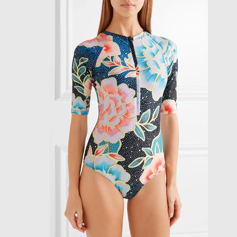 three quarter sleeve swimsuit