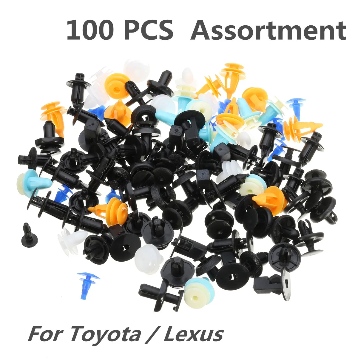 

100 Pcs FCX-7003x00001 Car Plastic Trim Clip Assortment- Common Fastener Set for Toyota / Lexus Auto Fasteners & Clips