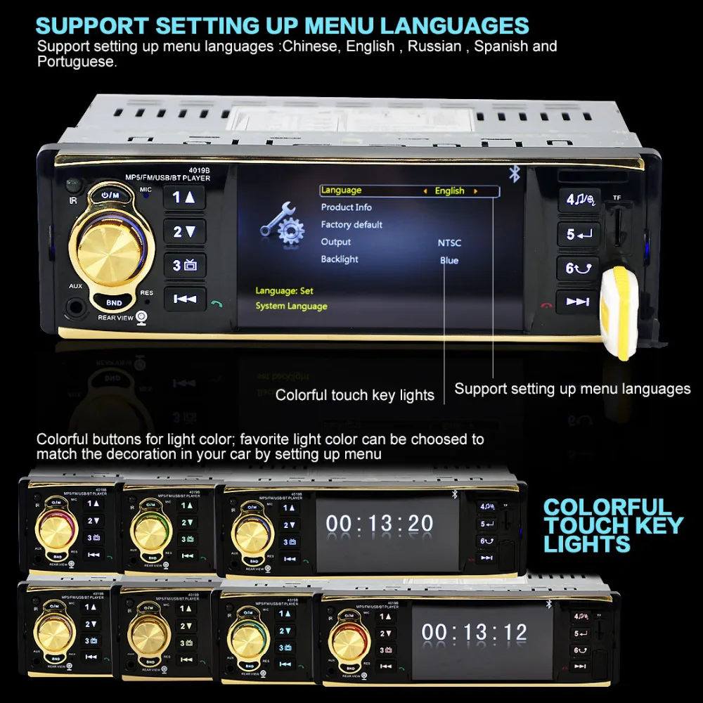 4.1 Inch HD 1080P Bluetooth Car Stereo MP3 MP4 MP5 Player Auto Audio Video Player Support FM Radio AUX Input + Remote Control