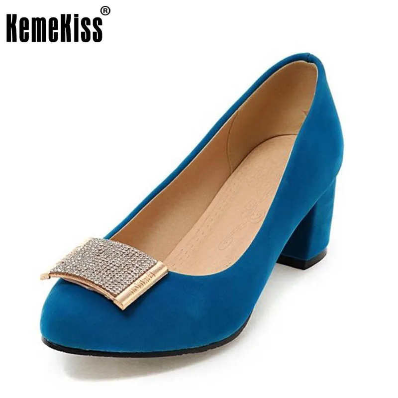 

KemeKiss Size 33-43 Sexy Women High Heel Shoes Women Bowtie Beading Thick Heels Pumps Suede Sexy Party Club Dress Women Footwear