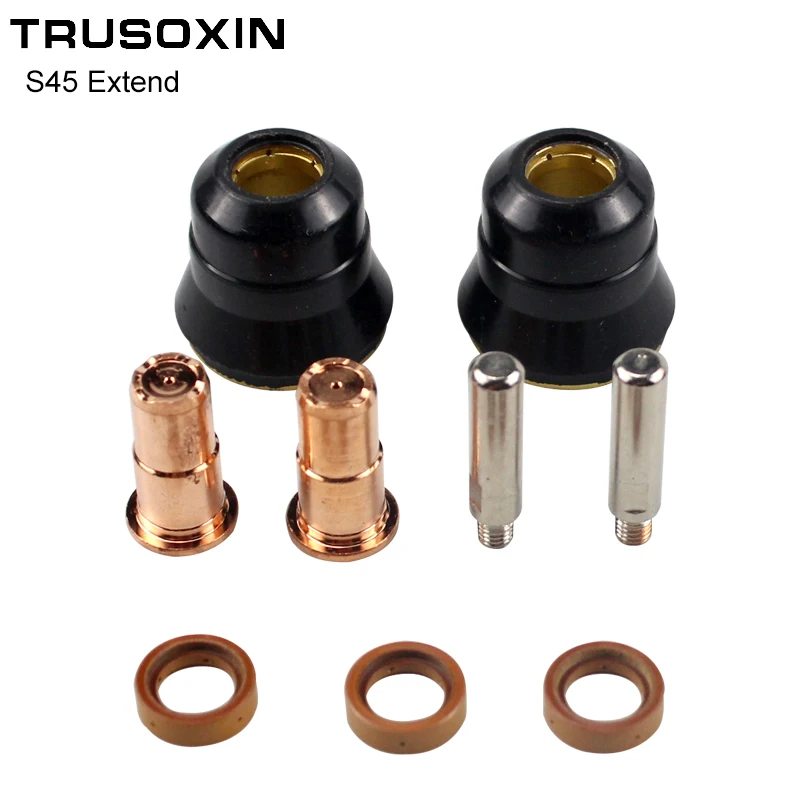 

12PCS Plasma Cutter S45 Torch Trafimet Consumables Kit PR0106 Long Electrode PD0103 Long Tip Gas Diffuser PE0106 Nozzle Cup