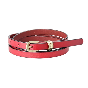 

High Quality Female Candy Color Metal Buckle Thin Casual Belt For Women , Leather Belt Female Straps Waistband Skinny Waist