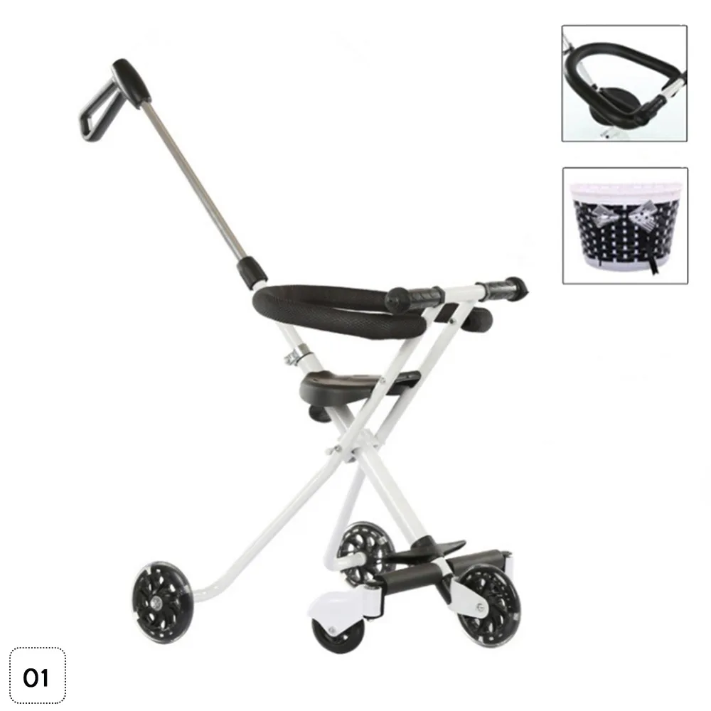 

New High Quality Secure Baby Anti Rollover Portable Folding Tricycle Stroller Five-Wheeled Lightweight Magic Stroller #280147