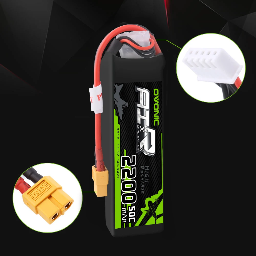 Аккумулятор ovoic 11,1 V 2200mAh 50C LiPo 3 S, Разъем XT60 для RC лодки самолета, мультимоторный Квадрокоптер, Хели хобби, запчасти