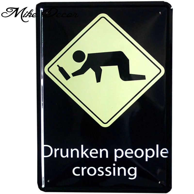 mike86 drunken people crossing tin sign art wall decor house cafe bar vintage metal - Wholesale Decor mike86 drunken people crossing tin sign art wall decor house cafe bar vintage metal - Wholesale Decor