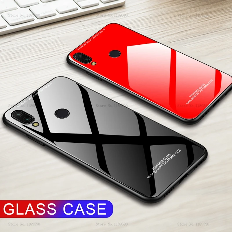 

Glass Case For Xiaomi Redmi 7 7A K20 Note 7 Pro Case Luxury Cover Tempered Glass Soft Frame Hard Cover For Xiaomi Mi9 SE 9 Cases