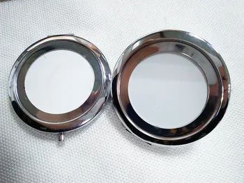 

200pcs/lot Free Shipping 70mm Pocket Compact Mirror favors Round Metal Silver Makeup Mirror Promotional Gift
