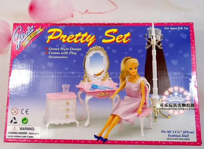 New Princess Dresser Chair Table Set / Dollhouse Furniture Puzzle Baby Toy Bedroom Accessories Decoration for Barbie Kurhn Doll