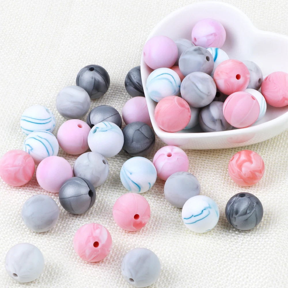 TYRY.HU 10pcs Silicone Beads 9/12/15mm Marble Baby Teething Beads DIY Craft Jewelry Necklace Pacifier Chain Bracelet BPA Free teething toys silicone teething toys baby teething toys silicone beads silicone teether silicone teething beads