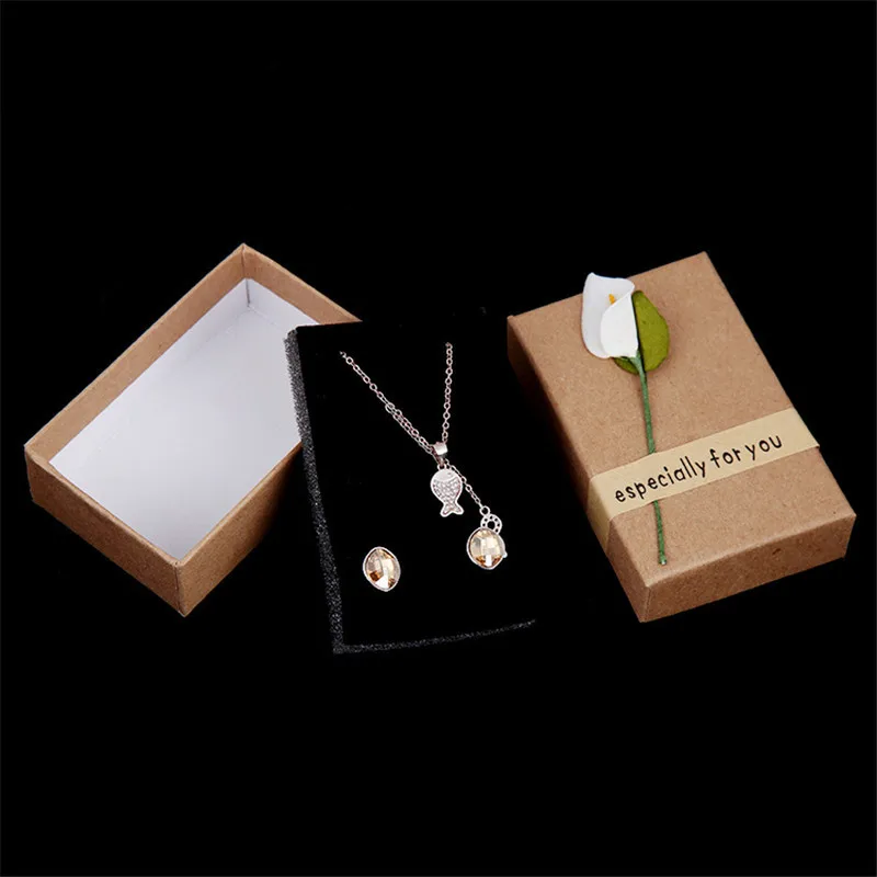 BYSPT 5 шт./лот jewelry браслет из серьги цепочки и ожерелья Kraft бумага подарочные коробки квадратный Ювелирные наборы дисплей коробка цветок