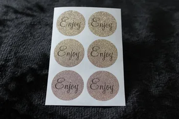 

3.8cm Enjoy Rose gold glitter classic round sticker