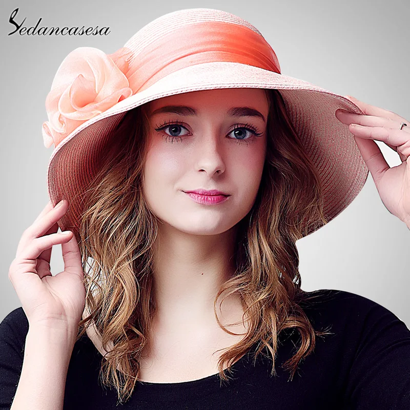 Sedancasesa Summer sun hat female holiday Wide Brim beach Hat For Women