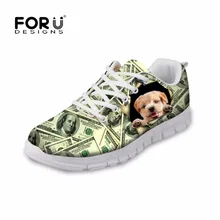 FORUDESIGNS/Новинка года; модная Женская Осенняя повседневная обувь на плоской подошве; стильная женская обувь на плоской подошве с принтом в виде собаки; sapato feminino