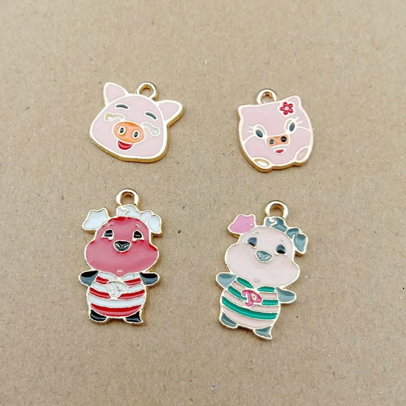 

10pcs China Jewelry Accessories Chinese pig year sow Boar charms New Year's Fokkaton Piggy Hanging Earrings making pendants