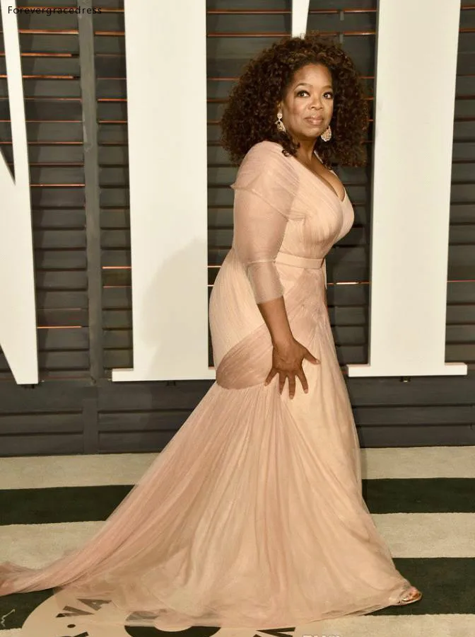 Oprah Winfrey платья знаменитостей V образным вырезом красный ковры праздники Выпускной одежда формальные Вечеринка платья большого размера индивидуальный