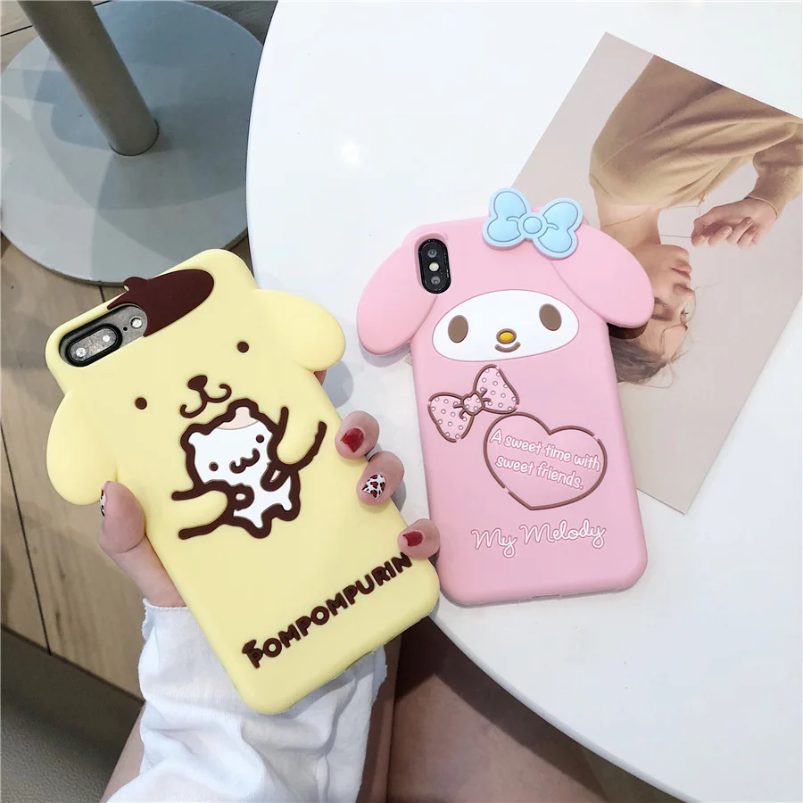 Милый чехол для телефона с 3D рисунком из мультфильма My Melody Pom Purin Dog iPhone 6 6s 7 8 Plus X XR XS