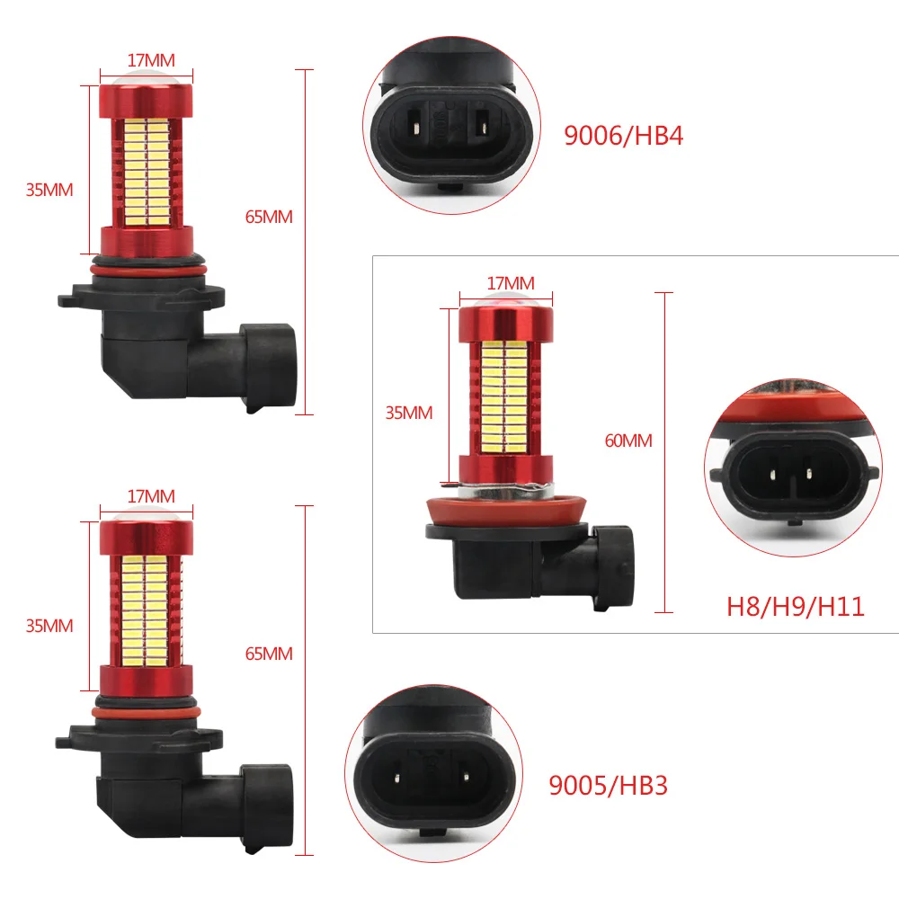Aileo автомобилей головной светильник лампочка hb3 h10 H11 светодиодные hb4 h8 h9 h16JP 9005 9006 туман светильник 3000K белого и синего цвета цвет красный, желтый 12V 24V 2000LM 106 SMD