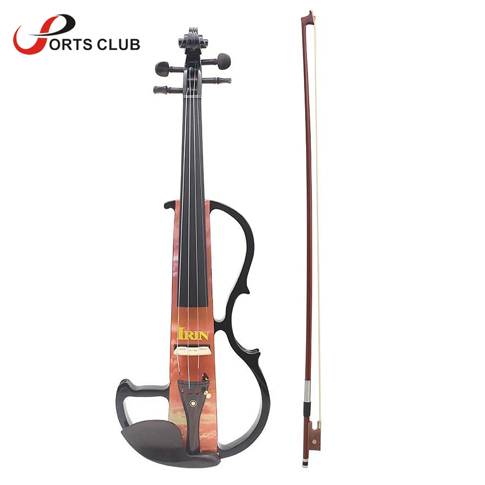 

Full Size 4/4 Electric Violin Fiddle Maple Wood Stringed Instrument Ebony Fretboard Rest with Connecting Cable Earphone Case