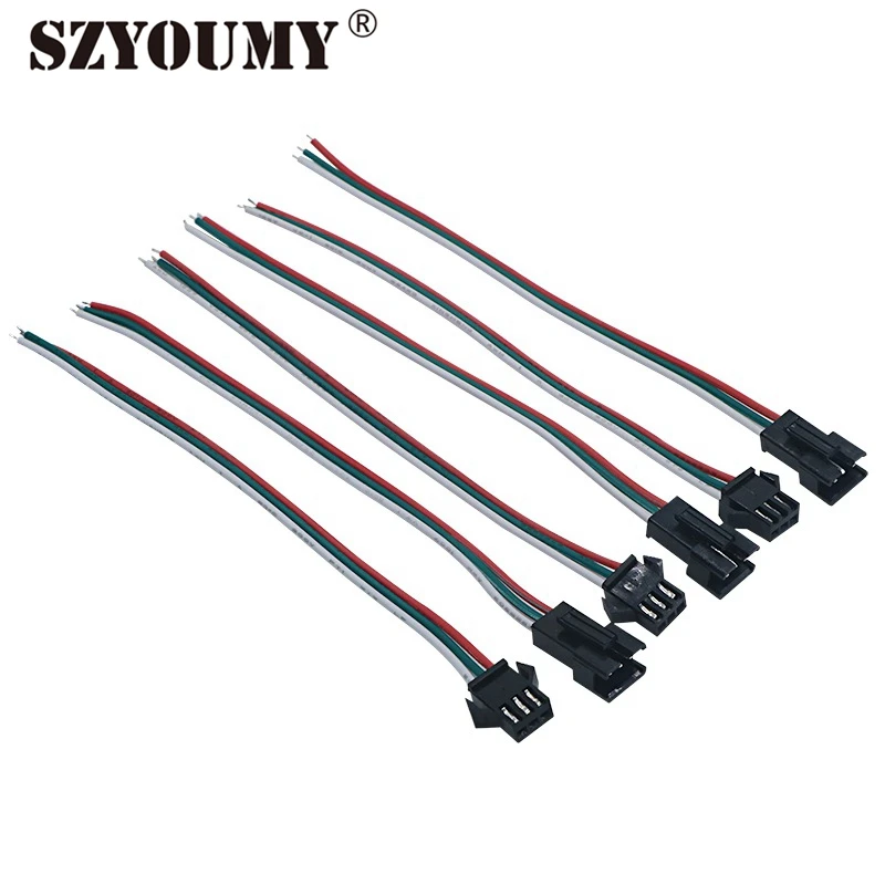 SZYOUMY JST 3pin LED Strip Connector Female And Male Extension Wire Cable For 5050/3528 WS2812B