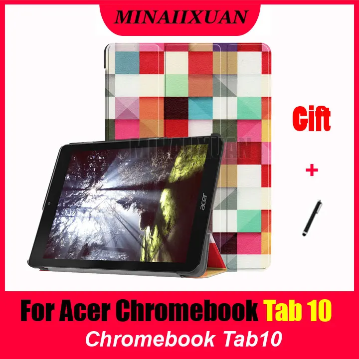 Новый печатных флип Искусственная кожа ультратонкая подставка чехол для acer сумка для Chromebook 10 Tablet Обложка для acer сумка для Chromebook 10 + подарок