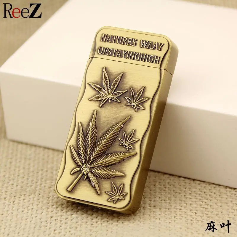 

Hempleaf Originality Metal Straight Windbreak Lighter New Ignition Machine