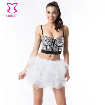 Crystal Resin Beads Studded Push Up Bra Bustier Crop Top With Skirt Set Sexy Bras For Women Stripper Dancewear Party Club Wear
Crystal Resin Beads Studded Push Up Bra Bustier Crop Top With Skirt Set Sexy Bras For Women Stripper Dancewear Party Club Wear