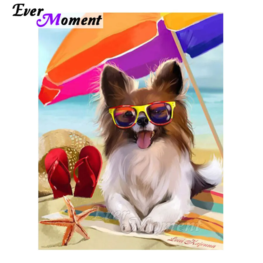 

Ever Moment Dog On Holiday Diamond Painting Full Square Drill 5D DIY Cross Stitch Needlework Diamond Embroidery Stone S2F1311