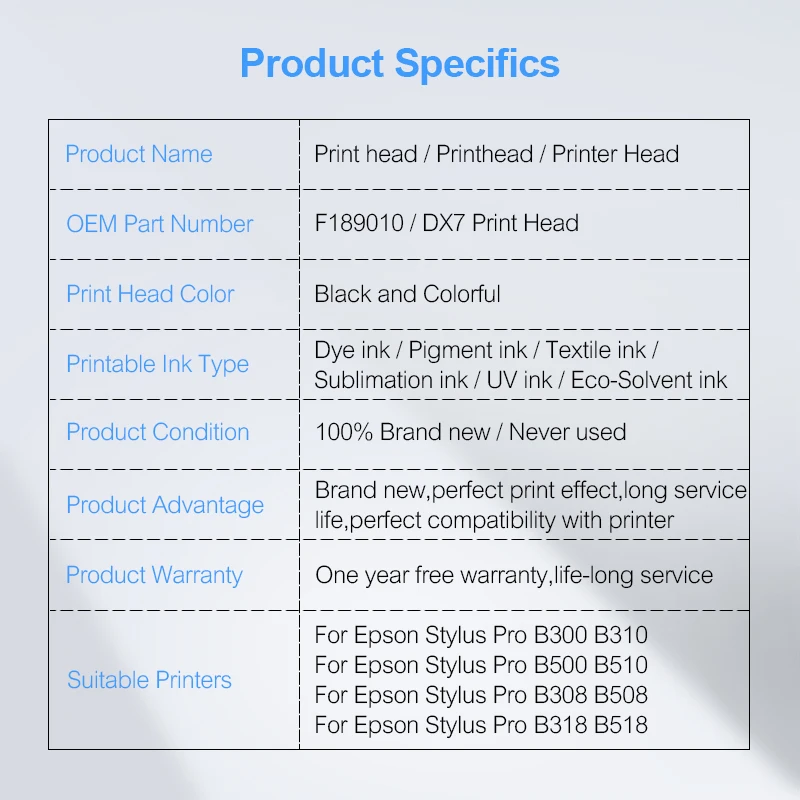F189010 первый заперт печатающая головка DX7 на основе растворителя УФ Печатающая головка для Epson Stylus Pro B300 B310 B500 B510 B308 B508 B318 B518
