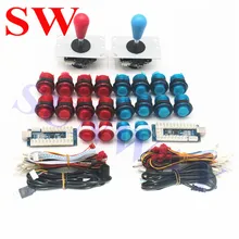 DIY Аркады набор джойстика с 20 светодиодный Аркада пуговицы+ 2 джойстика с овальной Balltop+ 2 взаимных обмена данными между компьютером и периферийными устройствами набор энкодера+ 20 ламелей кабели набор для сборки