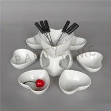 Керамический набор для шоколадного фондю в форме сердца, подогреватель сыра, фруктовое блюдо