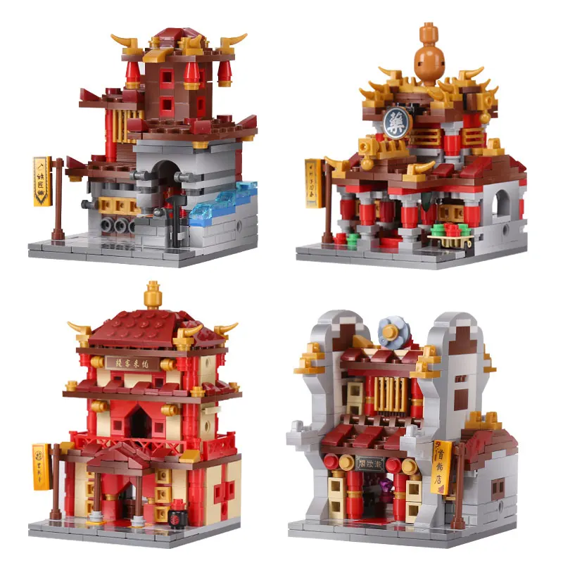 

XingBao 01101 LegoINGys The China Inn Jewelry Shop Blacksmith Shop Drugstore Set 4 in 1 Model Building Blocks Bricks Toys