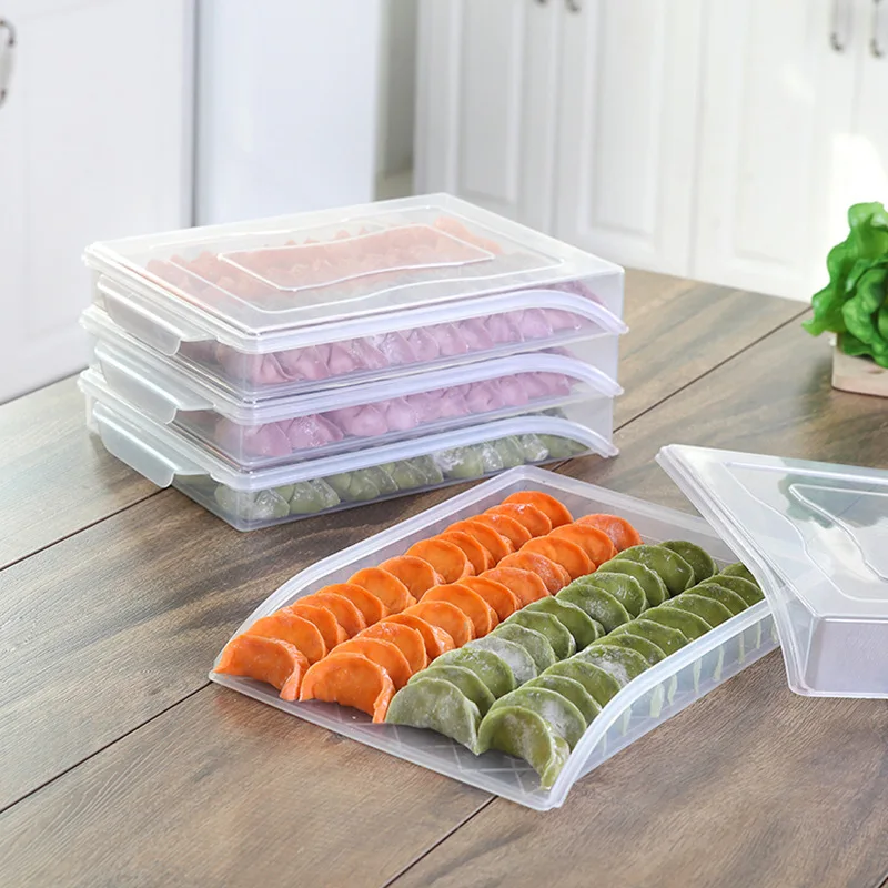 

Portable Multi-layer Quick-frozen Dumpling Storage Boxes Fresh Food Tray for Refrigerator Plastic Organizer Rangement Box