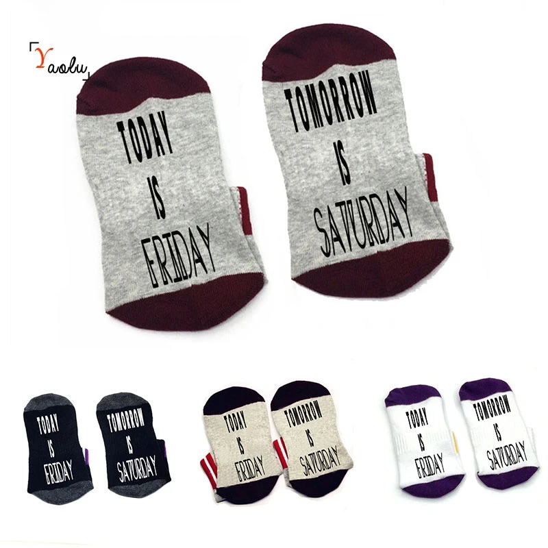 Today is thurday Friday Saturday socks хлопковые носки унисекс тапочки по щиколотку забавные с